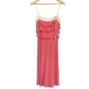 Theory September Fairy Dress Womens Size 10 Pink Silk Blend Bohemian Sun Dress